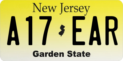 NJ license plate A17EAR