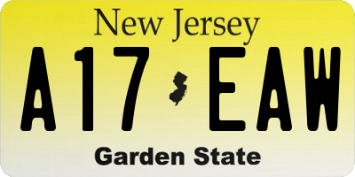 NJ license plate A17EAW