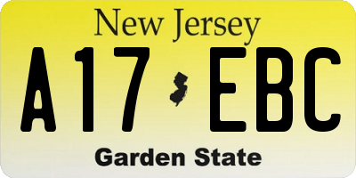 NJ license plate A17EBC