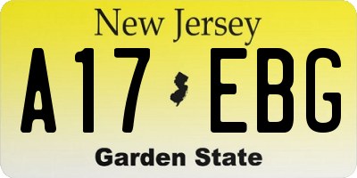 NJ license plate A17EBG