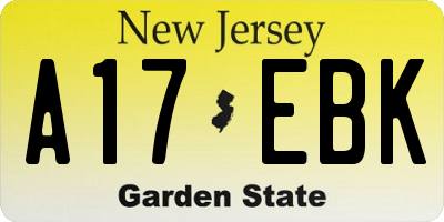 NJ license plate A17EBK
