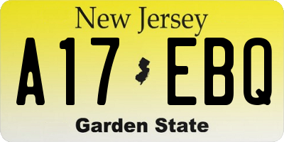 NJ license plate A17EBQ