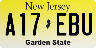 NJ license plate A17EBU