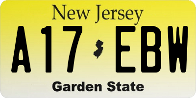 NJ license plate A17EBW