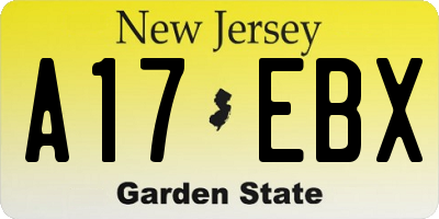 NJ license plate A17EBX