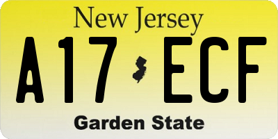 NJ license plate A17ECF