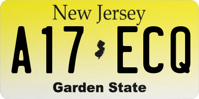 NJ license plate A17ECQ