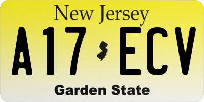 NJ license plate A17ECV