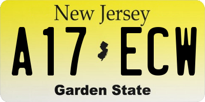 NJ license plate A17ECW