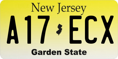 NJ license plate A17ECX
