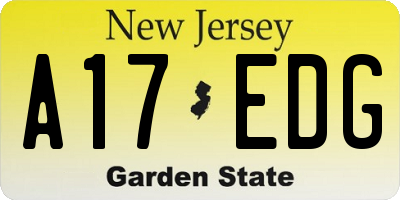NJ license plate A17EDG