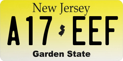 NJ license plate A17EEF