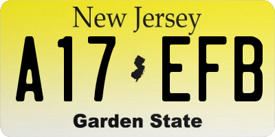NJ license plate A17EFB