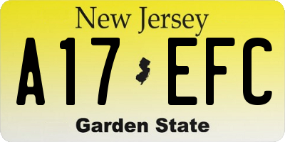 NJ license plate A17EFC