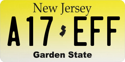 NJ license plate A17EFF