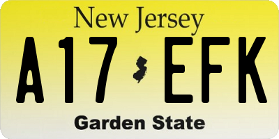 NJ license plate A17EFK