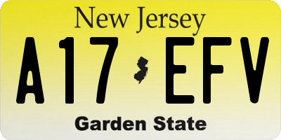 NJ license plate A17EFV