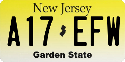 NJ license plate A17EFW