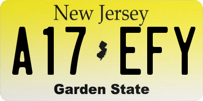 NJ license plate A17EFY