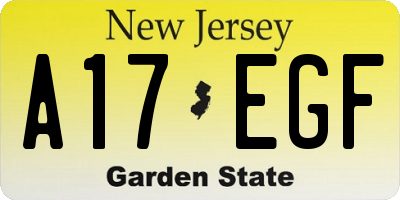 NJ license plate A17EGF