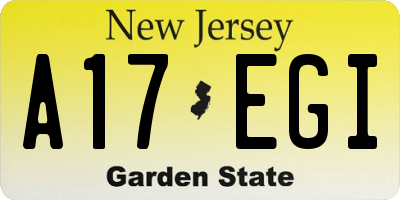 NJ license plate A17EGI