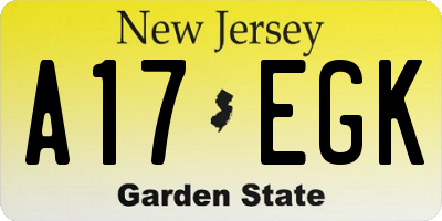 NJ license plate A17EGK