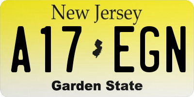 NJ license plate A17EGN