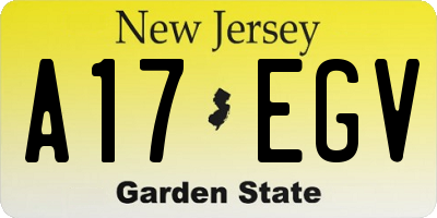 NJ license plate A17EGV