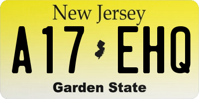 NJ license plate A17EHQ