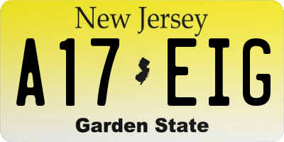 NJ license plate A17EIG
