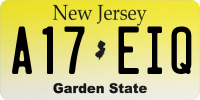 NJ license plate A17EIQ