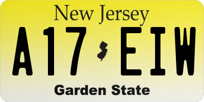NJ license plate A17EIW