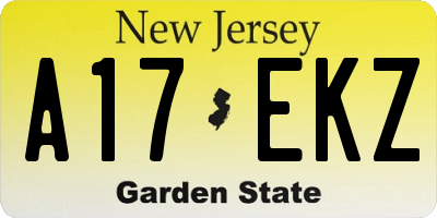 NJ license plate A17EKZ