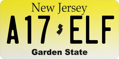NJ license plate A17ELF