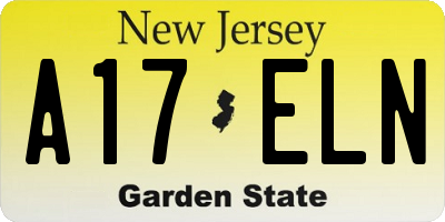 NJ license plate A17ELN