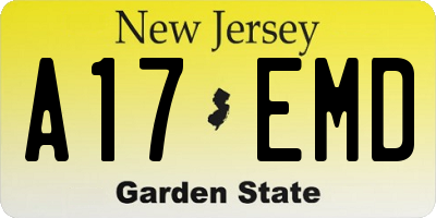 NJ license plate A17EMD