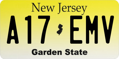 NJ license plate A17EMV