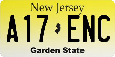 NJ license plate A17ENC