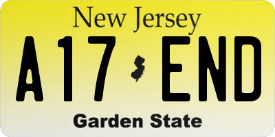 NJ license plate A17END