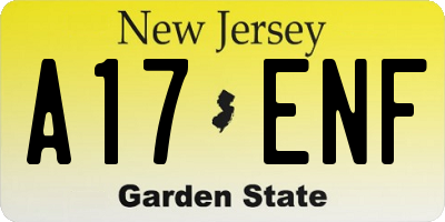 NJ license plate A17ENF