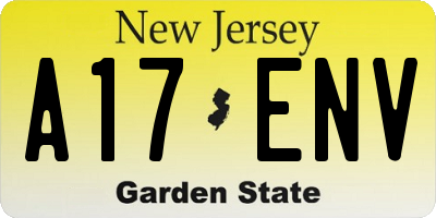 NJ license plate A17ENV