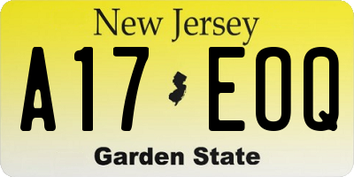 NJ license plate A17EOQ
