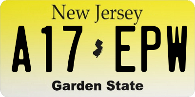 NJ license plate A17EPW