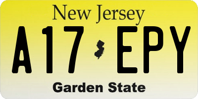 NJ license plate A17EPY