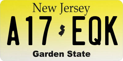 NJ license plate A17EQK