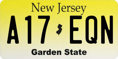 NJ license plate A17EQN