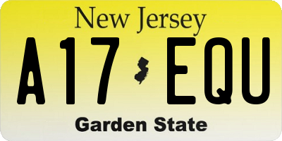 NJ license plate A17EQU