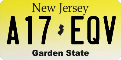 NJ license plate A17EQV