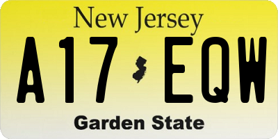NJ license plate A17EQW