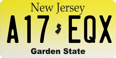 NJ license plate A17EQX